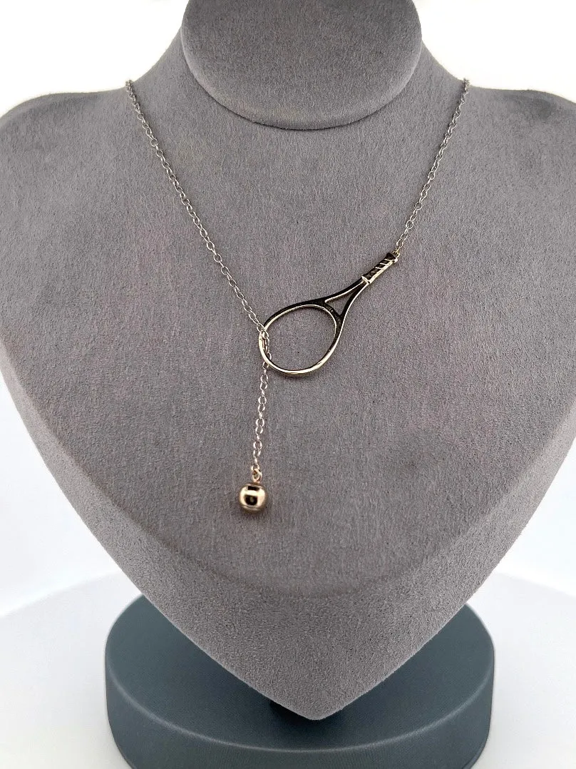 1.5" Lariat Solid Gold Tennis Necklace