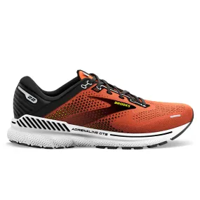 Mens Brooks Adrenaline GTS 22 Running Shoe in Orange, Black, and White