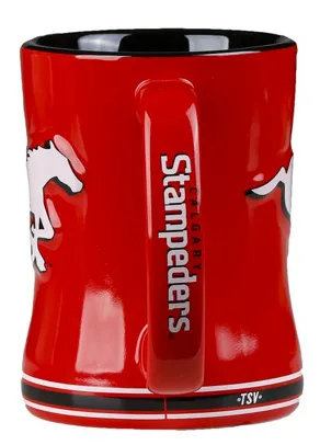 Calgary Stampeders Primary Logo Red Black CFL Football 14oz Sculpted C-Handle Mug