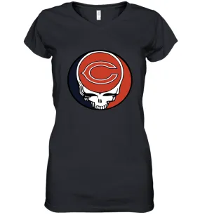 Chicago Bears Grateful Dead Steal Your Face NFL Football Womens V-Neck T-Shirt