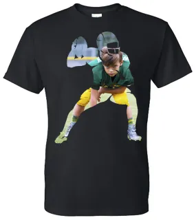 Football Player Throwing Ball Silhouette with Photo - Black Short Sleeve Tee