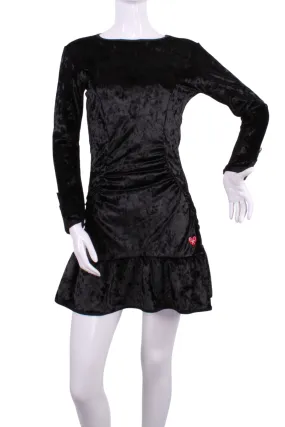 Monroe Crushed Black Velvet Long Sleeve Tennis Dress