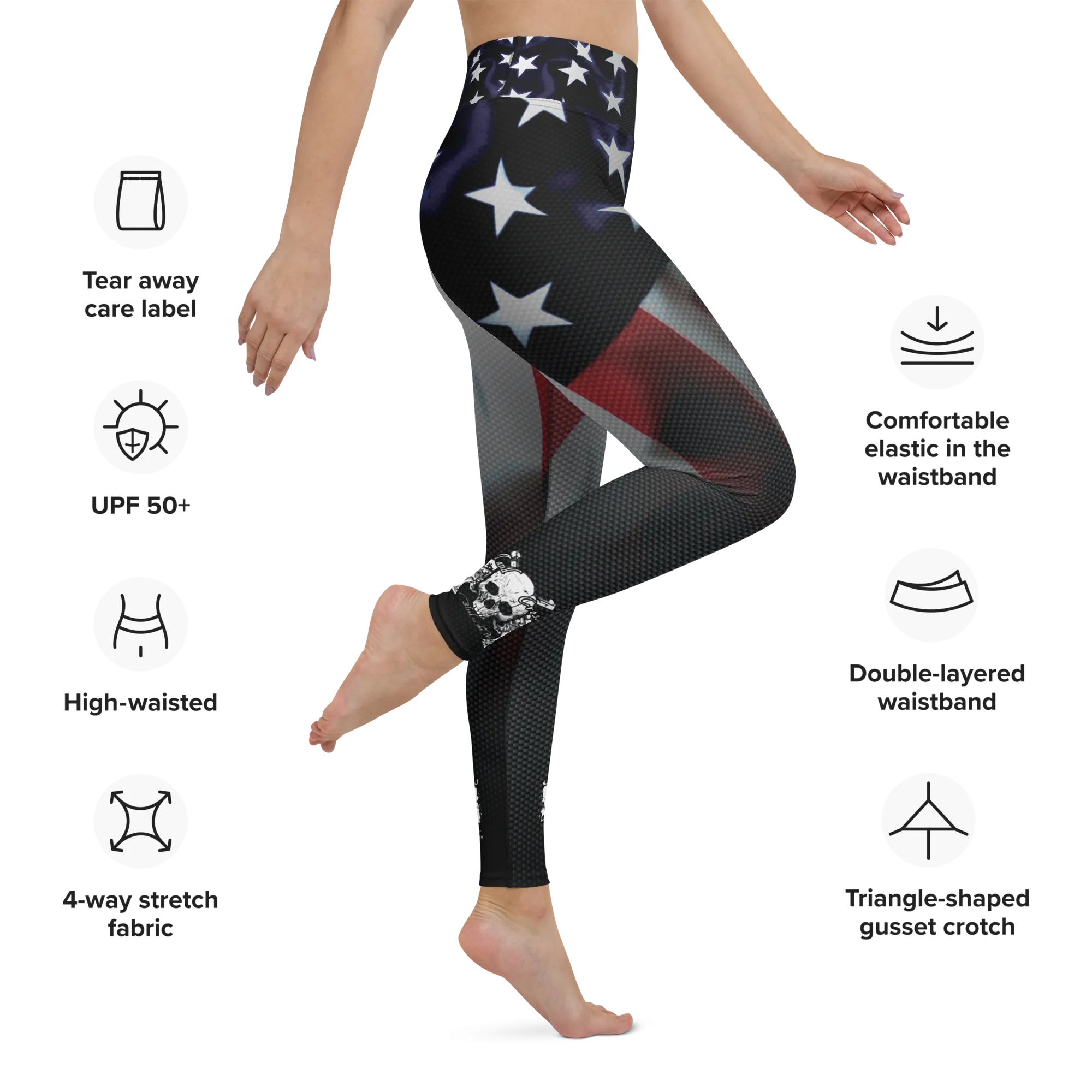 US Flag / Carbon Fiber Yoga Leggings